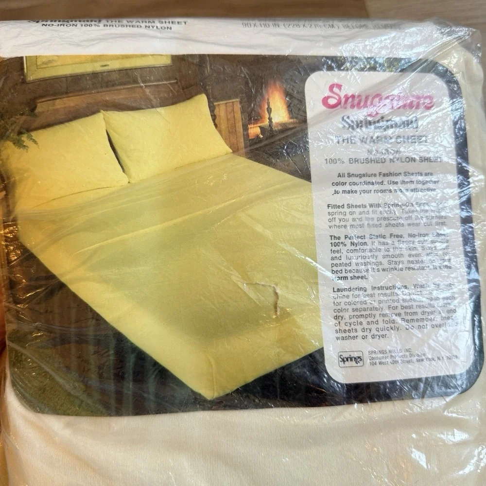Snugnalure Vintage SpringMaid Flat Sheet Queen Size Cream